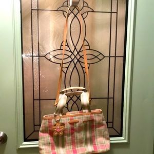 Dockers Spring plaid leather & canvas bag!